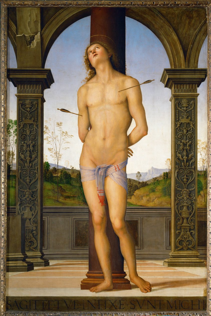 Sint Sebastiaan ... door Pietro (studio of) Perugino