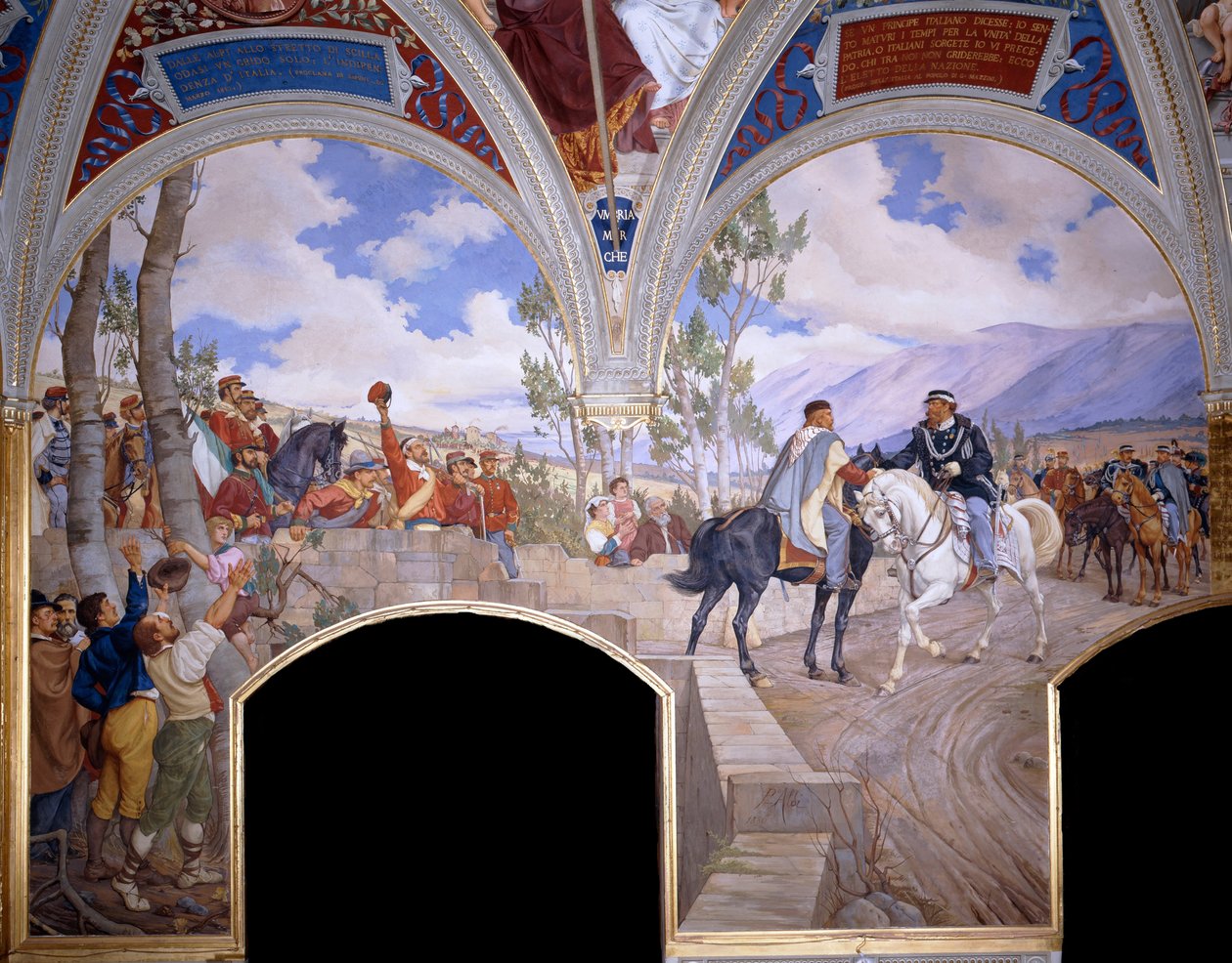 Victor Emanuel ontmoet Giuseppe Garibaldi in Teano, 1886 door Pietro Aldi