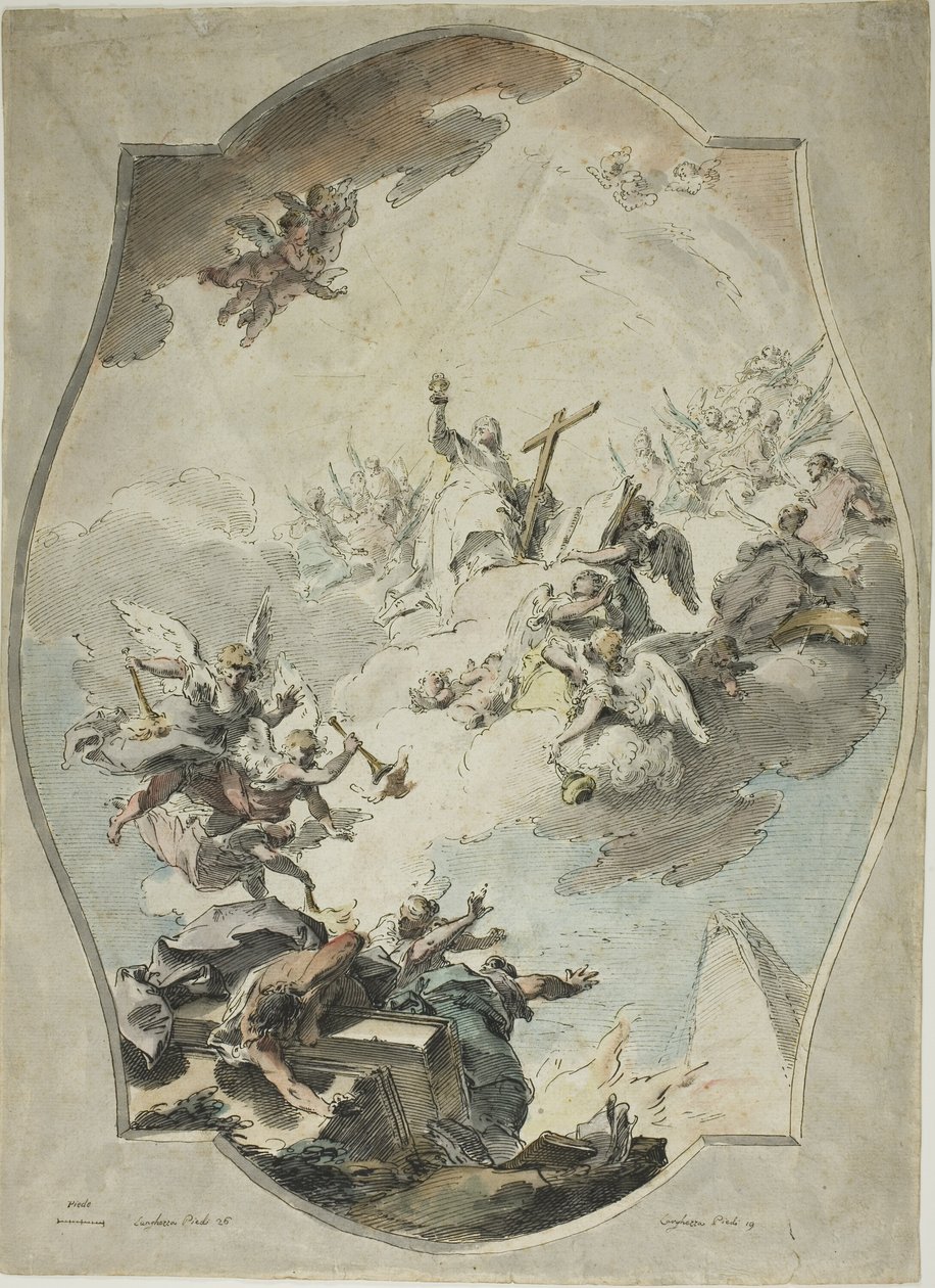 Geloof Overwint Ketterij (recto); Tracering na Geloof Overwint Ketterij (verso) door Pietro Antonio Novelli