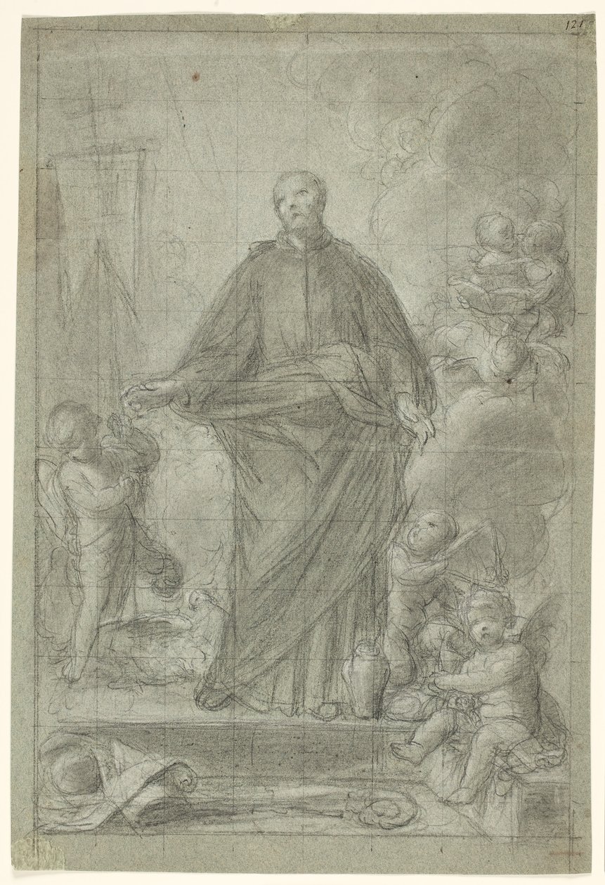 St. Cajetan van Thiene (?) omringd door putti door Pietro Antonio de Pietri