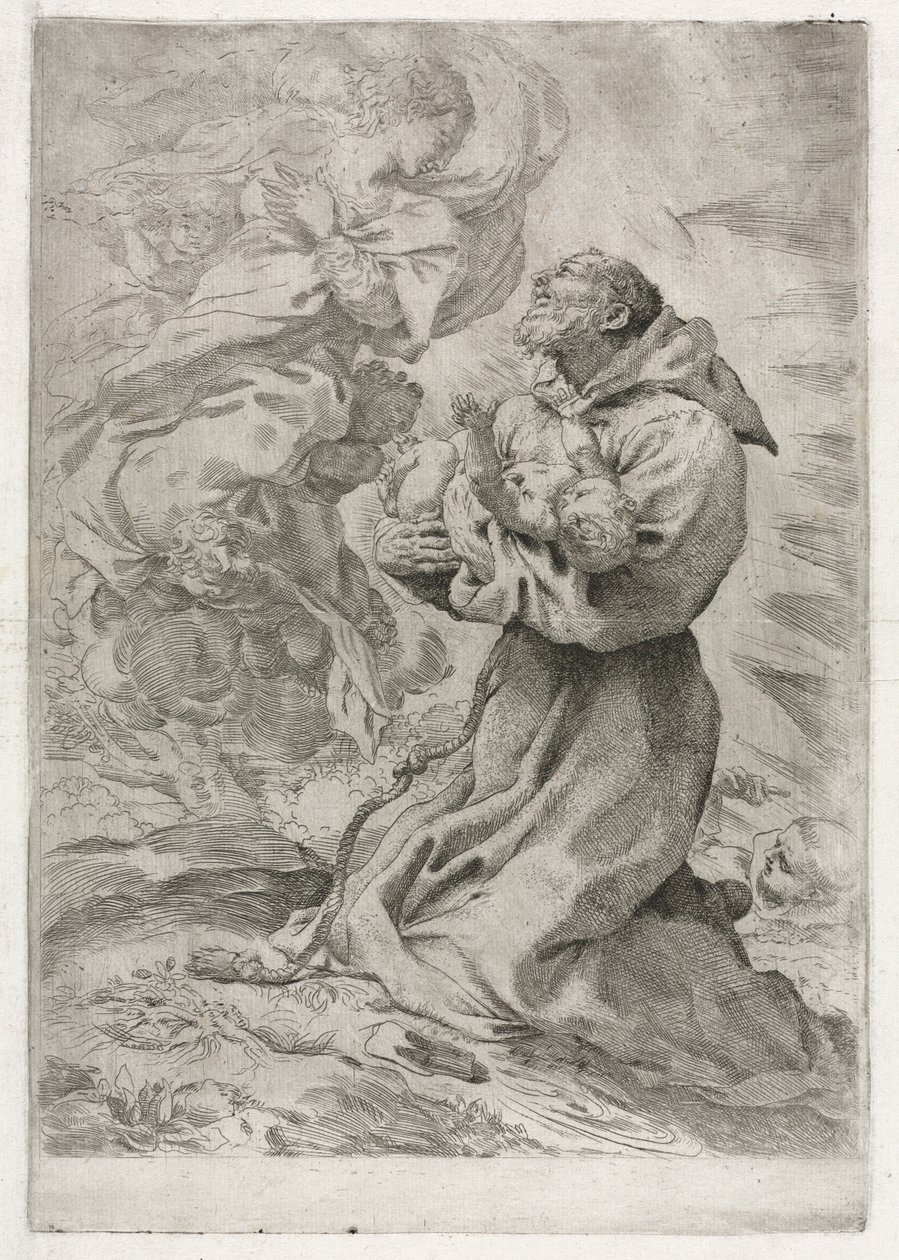 De visioen van St. Franciscus van Assisi, 1590 door Pietro Faccini