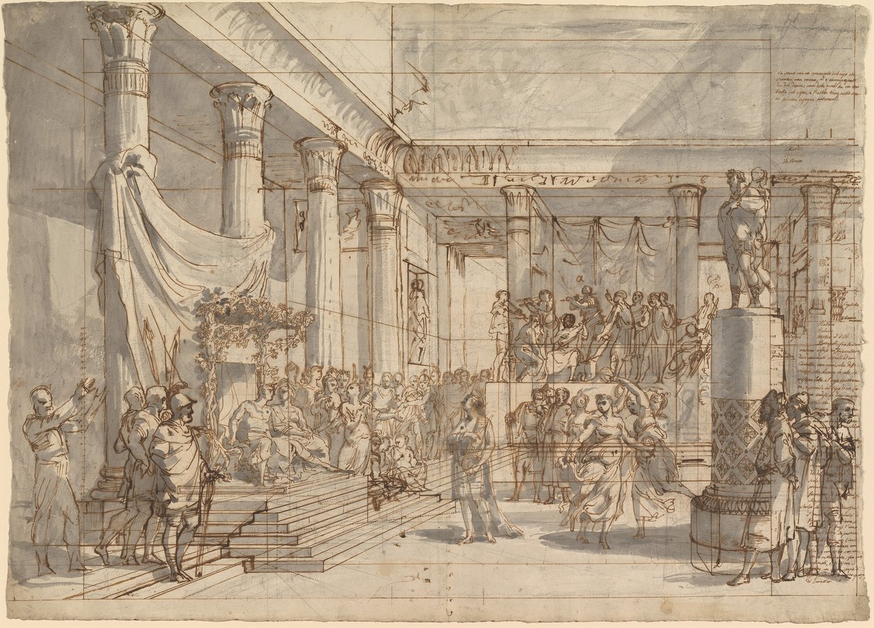 Timotheus Speelt de Lier voor Alexander en Thaïs in de Hal van het Paleis van Persepolis door Pietro Fancelli