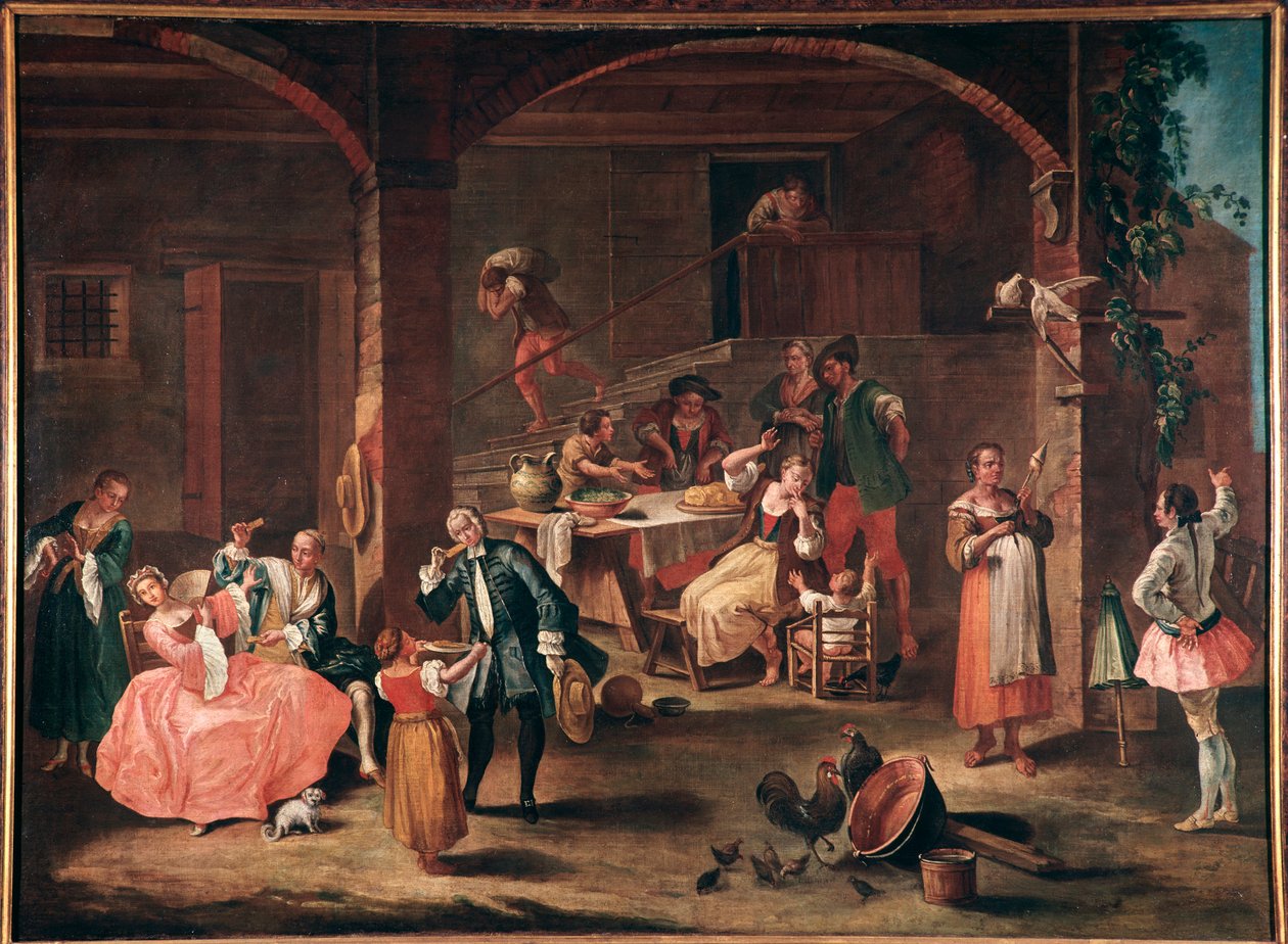 La merenda in campagna (De snack op het platteland) Schilderij door Pietro Longhi (1702-1785) circa 1750 Venetië, Ca