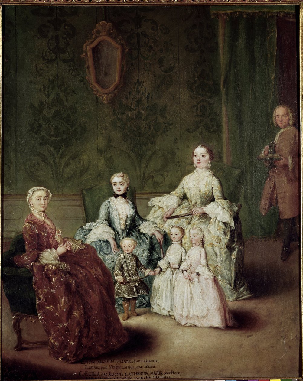 Portret van de familie Sagredo. Schilderij door Pietro Longhi (1702-1785) door Pietro Longhi