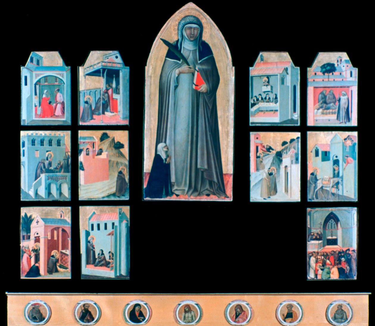 De Gezegende Nederigheid en Elf Verhalen uit Haar Leven, ca. 1306-1348 door Pietro Lorenzetti