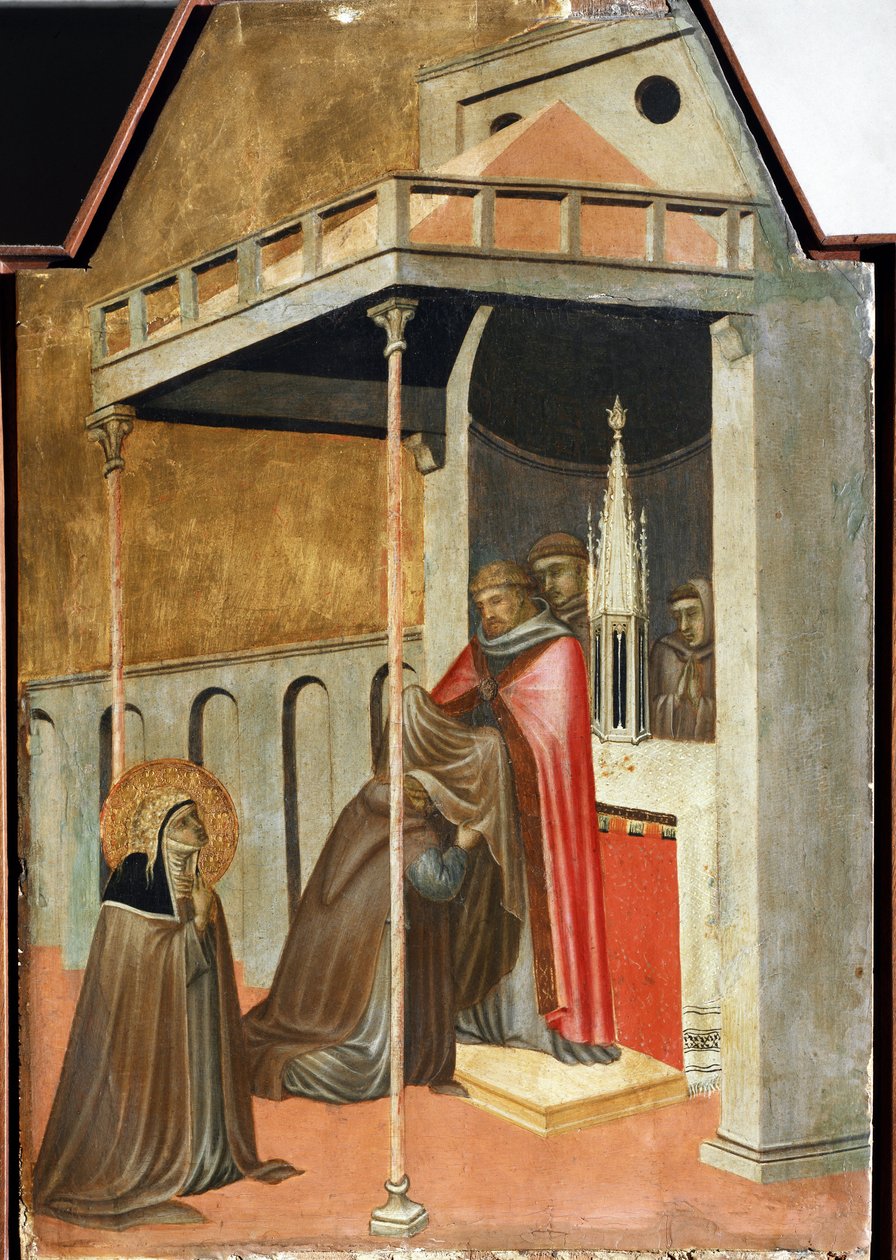 Ugolotti neemt het monnikskleed aan (detail) door Pietro Lorenzetti