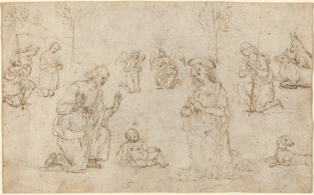 De aanbidding van de herders door Pietro Perugino