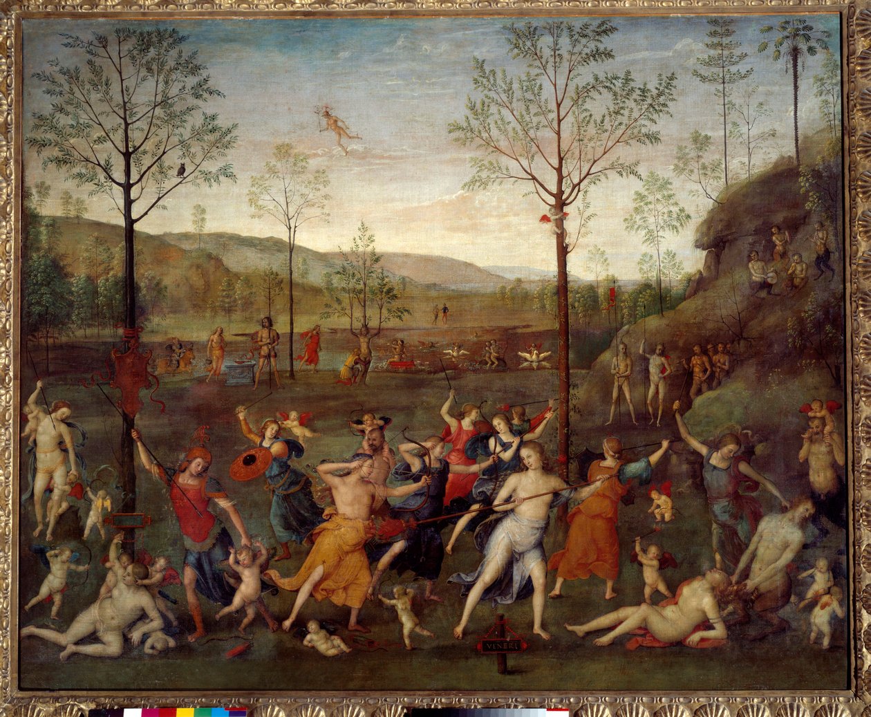 De strijd tussen liefde en kuisheid door Pietro Perugino