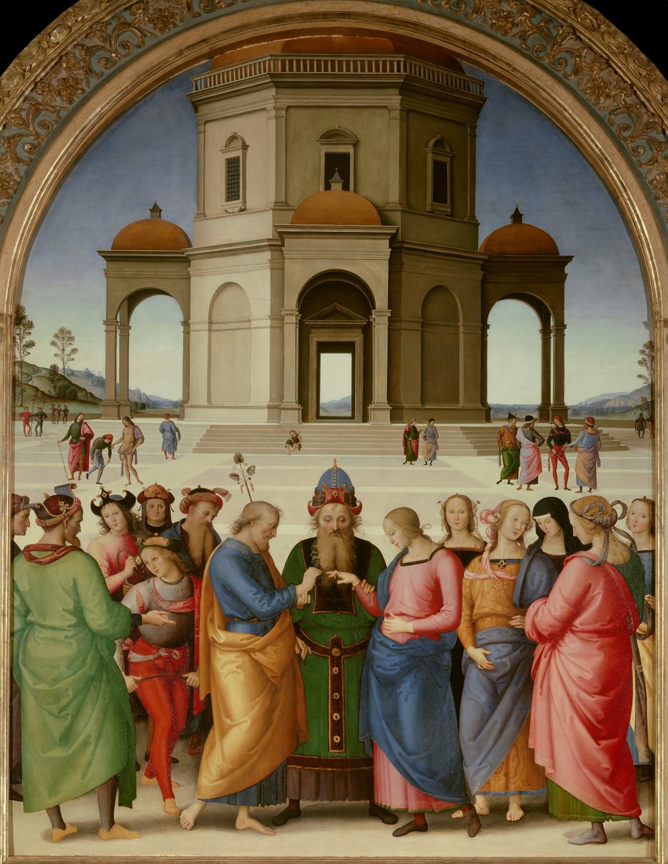 Het huwelijk van de Maagd (1504) door Pietro Perugino