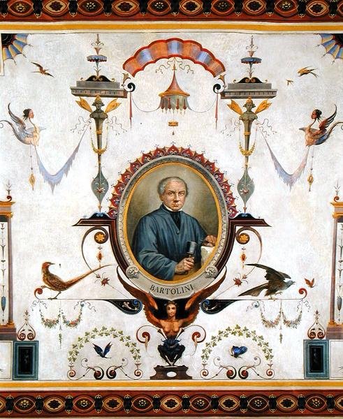 Portret van Lorenzo Bartolini (1777-1850), detail van het plafond van de Sala del Sindaco door Pietro Pezzati