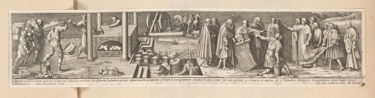 Bouw van de Sint-Pietersbasiliek (Geschiedenis van keizer Constantijn) door Pietro Sante Bartoli