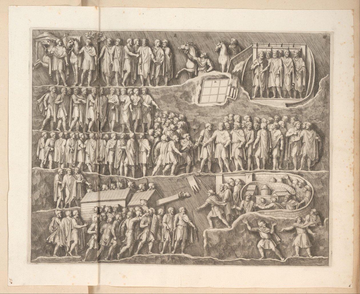 Reliëfs op de Boog van Septimius Severus te Rome door Pietro Sante Bartoli