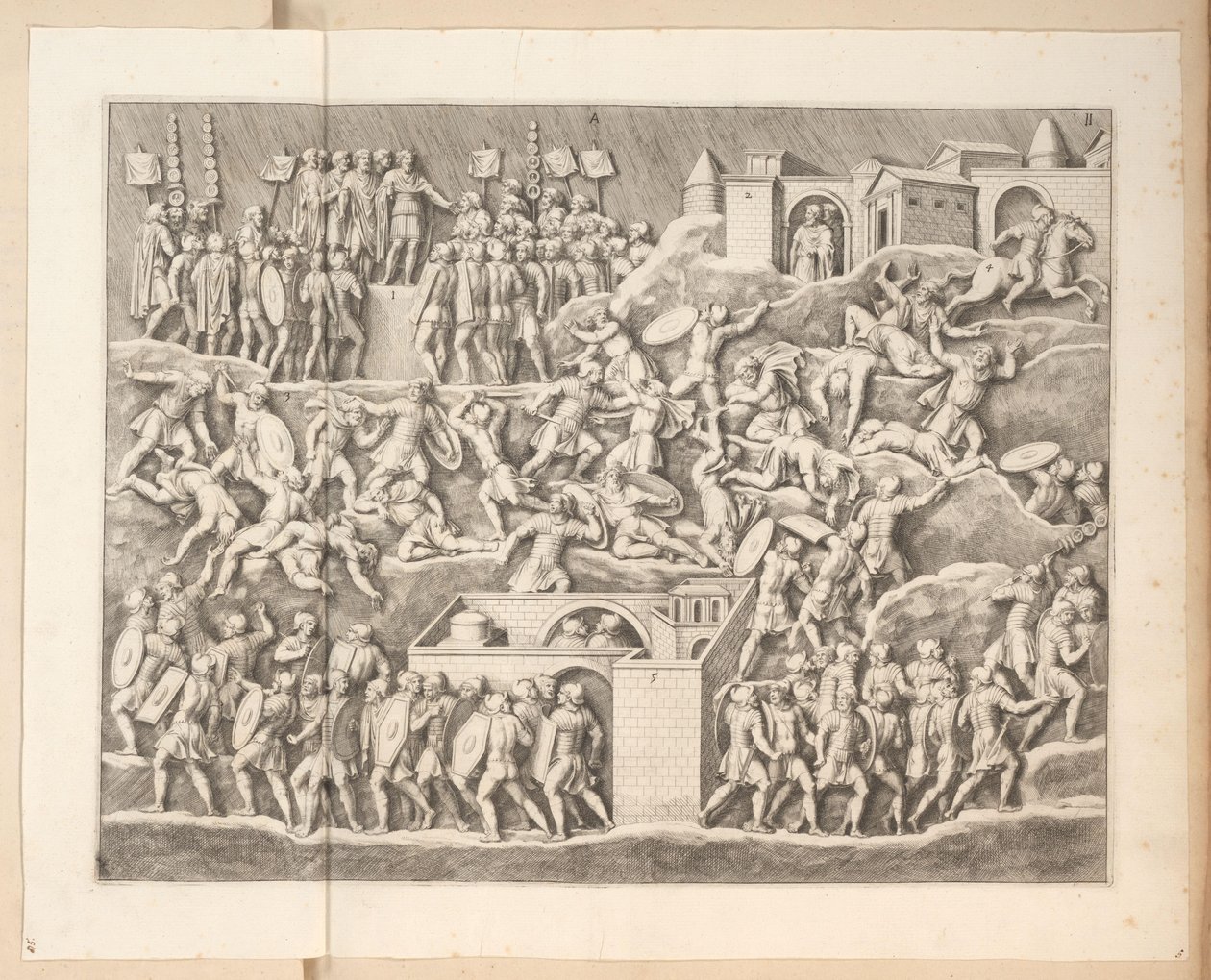 Reliëfs op de Boog van Septimius Severus te Rome door Pietro Sante Bartoli