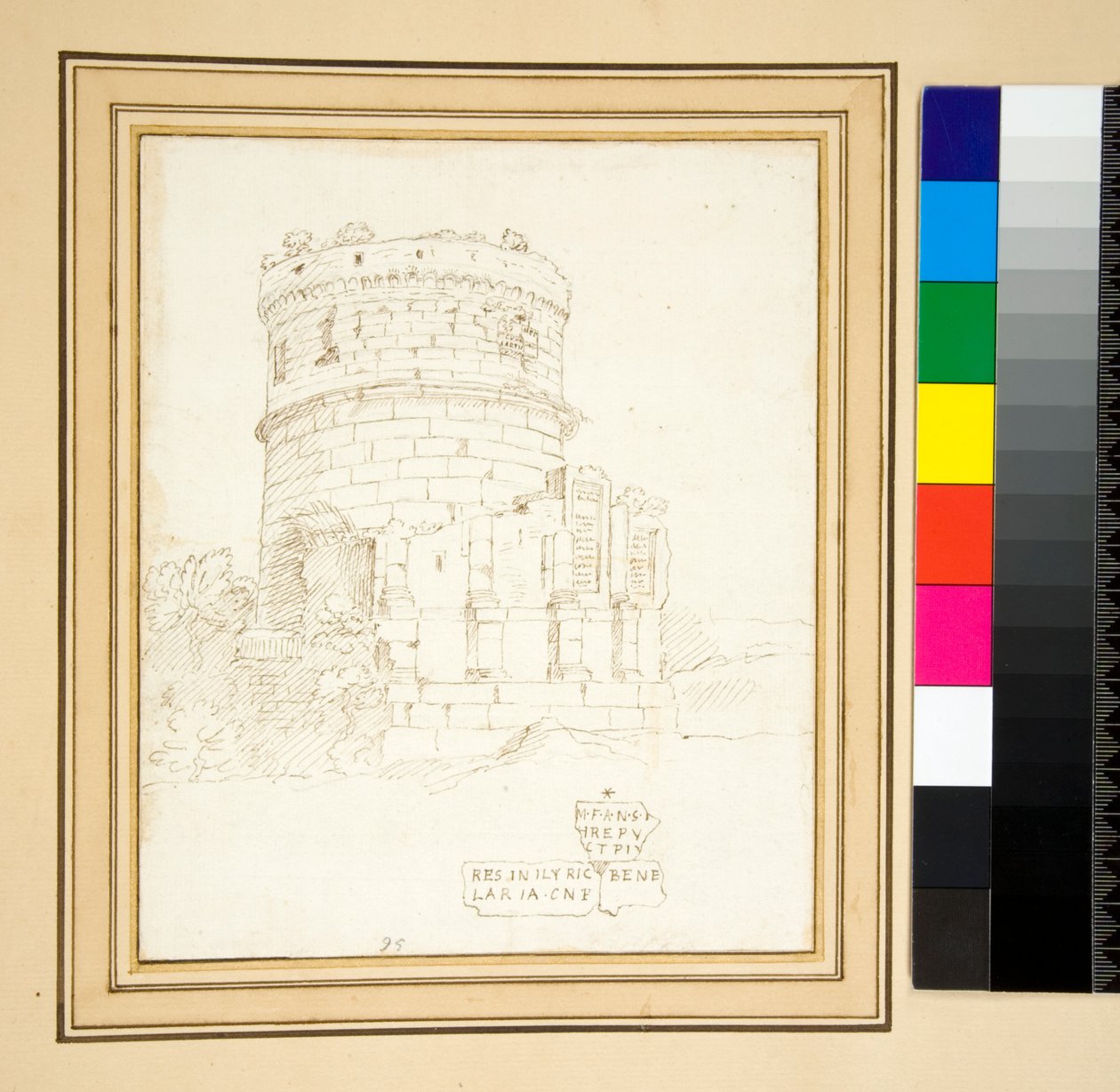 Pentekening van het graf van de Plautii door Pietro Santi Bartoli