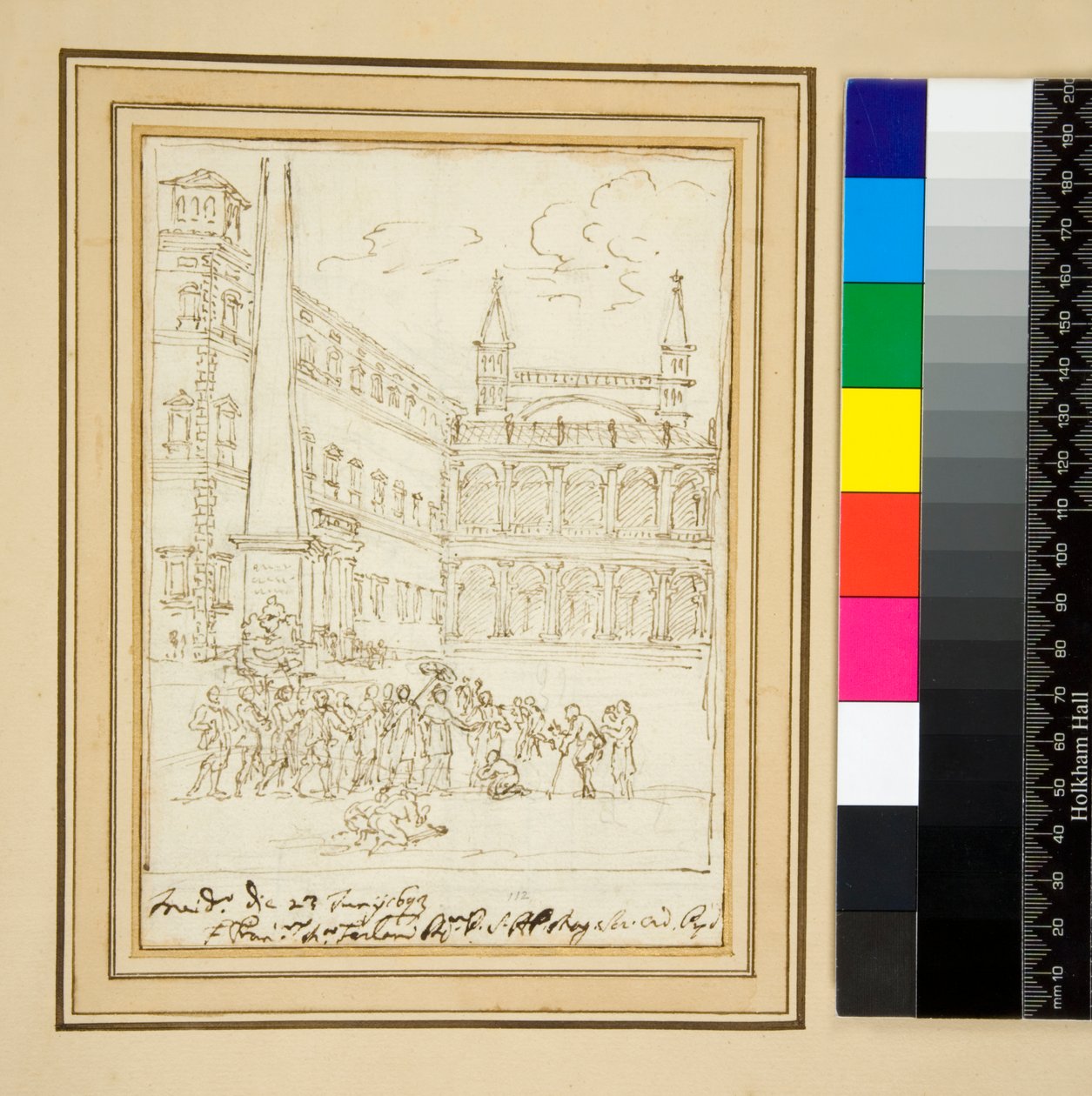 Het zijportiek van de Lateranen (pen) door Pietro Santi Bartoli