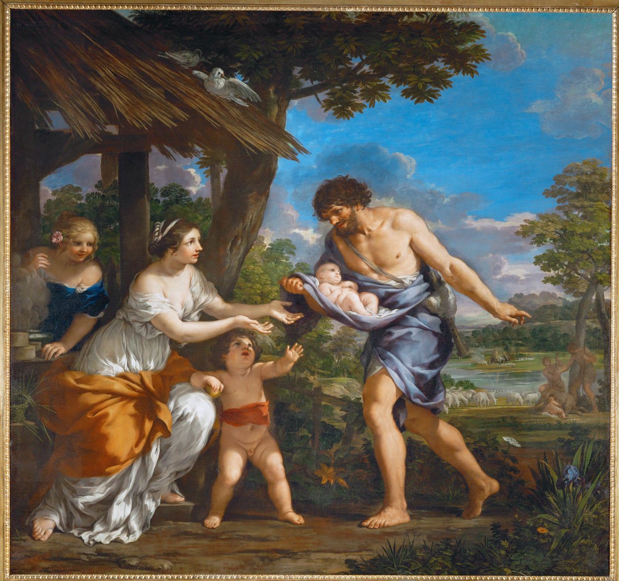 Romulus en Remus gevonden door Faustus ... door Pietro da (1596-1669) Cortona