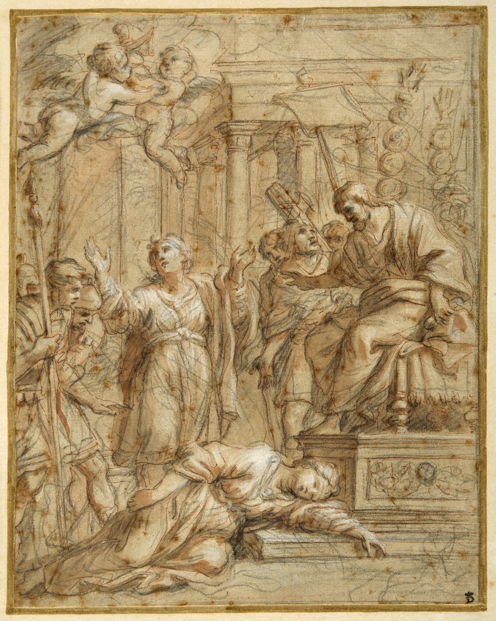 St. Bibiana ligt gemarteld voor de prefect Apronianus door Pietro da (1596 1669) Cortona