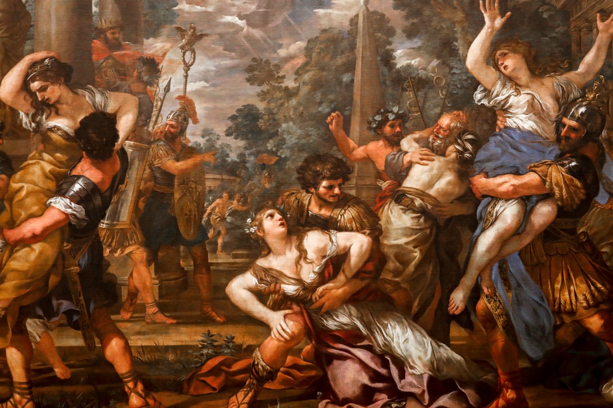 De verkrachting van de Sabijnse maagden door Pietro da (1596 1669) Cortona