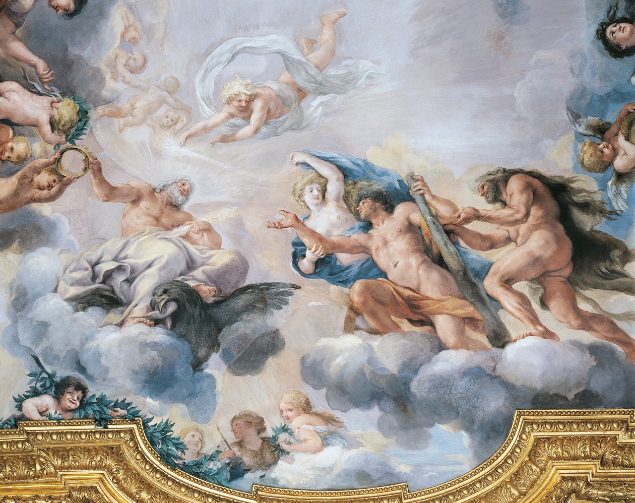 Cosimo I afgebeeld als jonge man die de kroon van onsterfelijkheid ontvangt van Jupiter, door Pietro da Cortona en Ciro Ferri, fresco door Pietro da & Ferri Ciro (1634-89) Cortona