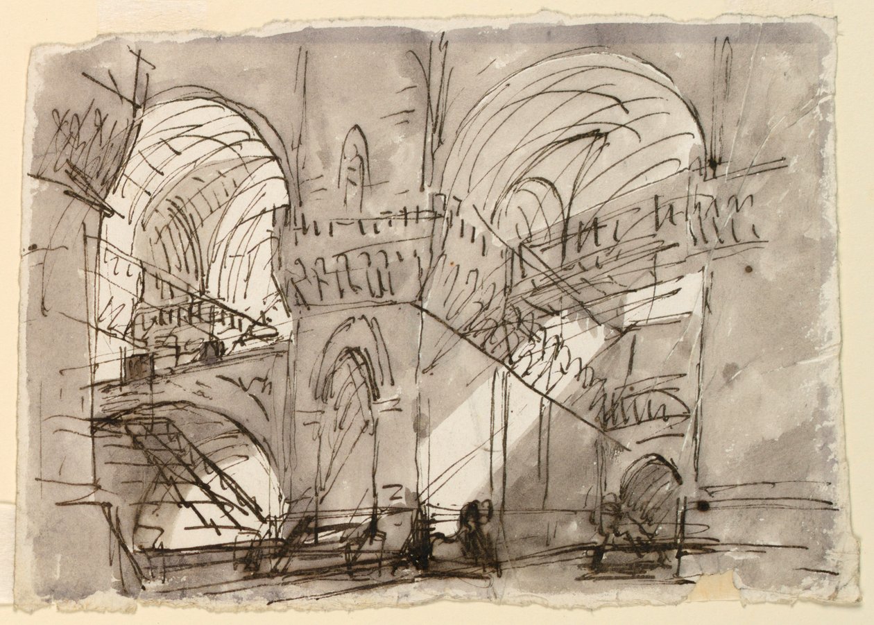 Toneelontwerp, Gevangenisinterieur door Pietro di Gottardo Gonzaga