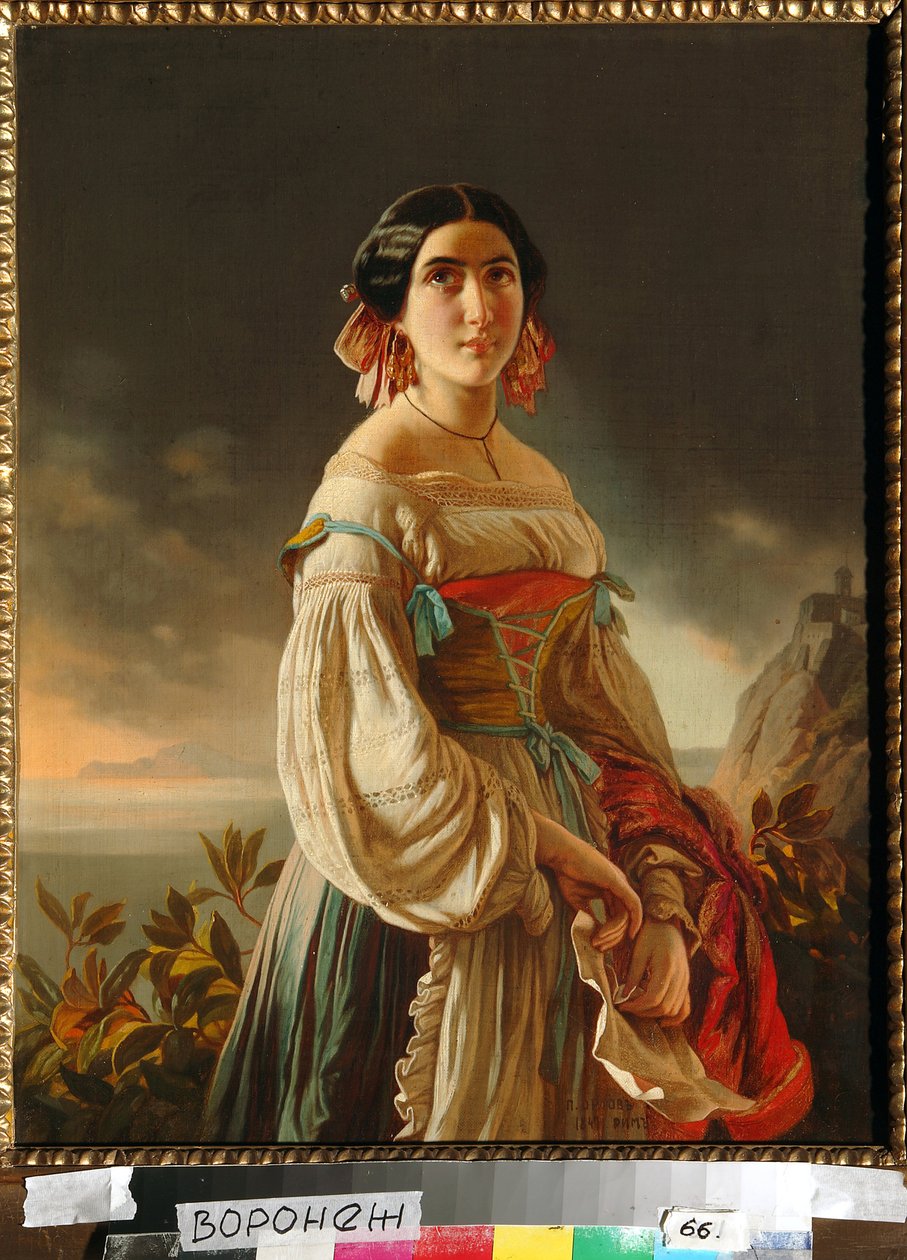 Portret van prinses Lina Gagarina (later gravin Muraviova) door Pimen Nikitich Orlov
