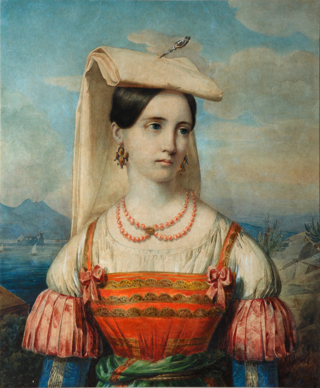 Portret van Sophia Michailovna Sollogub, 1840s door Pimen Nikitich Orlov