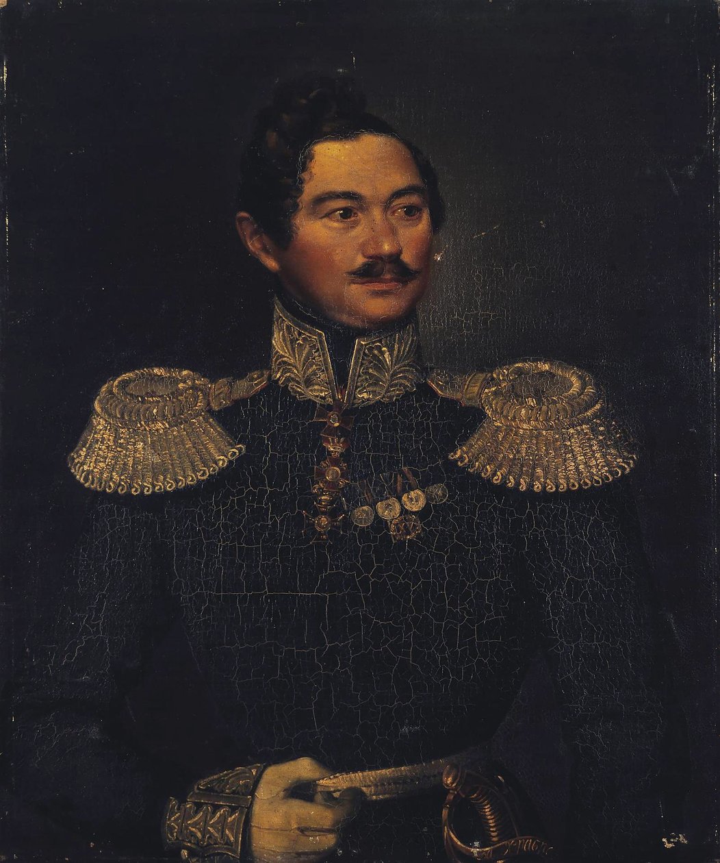 Portret van generaal Ivan Alexeyevich Orlov door Pimen Nikitich Orlov