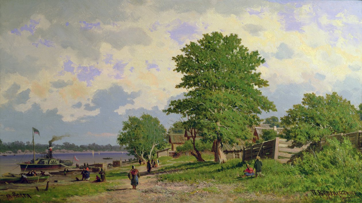 Een uitzicht op de rivier de Wolga door Piotr Petrovitch Weretshchagin