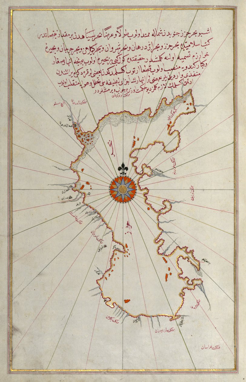Kaart van de Kaspische Zee door Piri Reis
