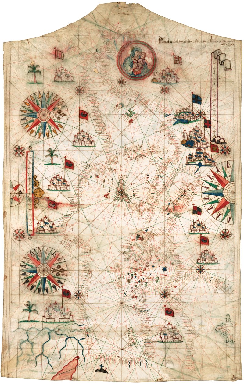 Kaart van de Middellandse Zee, met een deel van de Zwarte Zee door Placido Caloiro e Oliva
