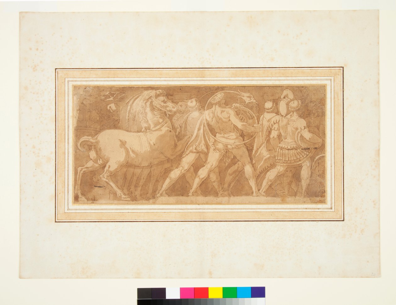 Fries met Deel van een Romeinse Triomf door Polidoro da (after) Caravaggio