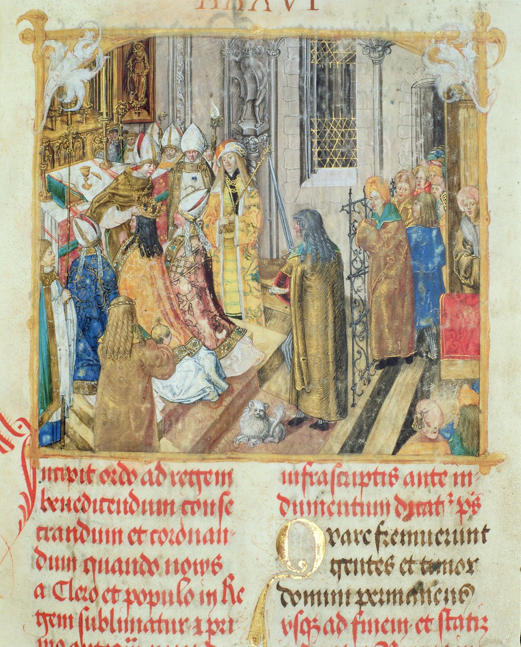 Kroning van de Koning van Polen uit het Pontificale van Bisschop Erasmus Ciolek, c.1510 door Polish School