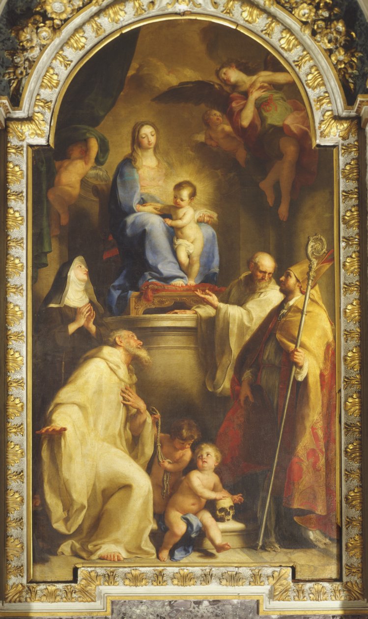 Madonna en de Gezegende Gabrielli Familie door Pompeo Girolamo Batoni