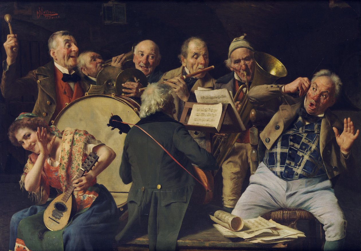 Een orkestrepetitie, ca. 1920 door Pompeo Massani