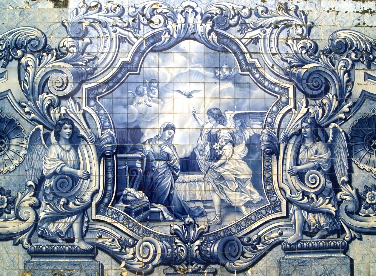 Decoratief paneel met de Annunciatie, Lamego, Portugal. 1738 door Portuguese School