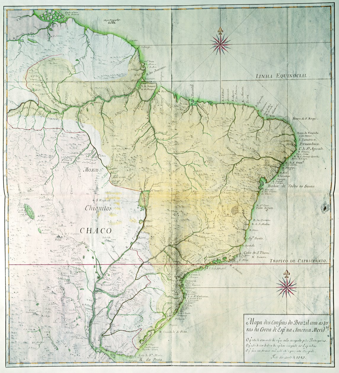 Kaart van Brazilië, 1749 door Portuguese School