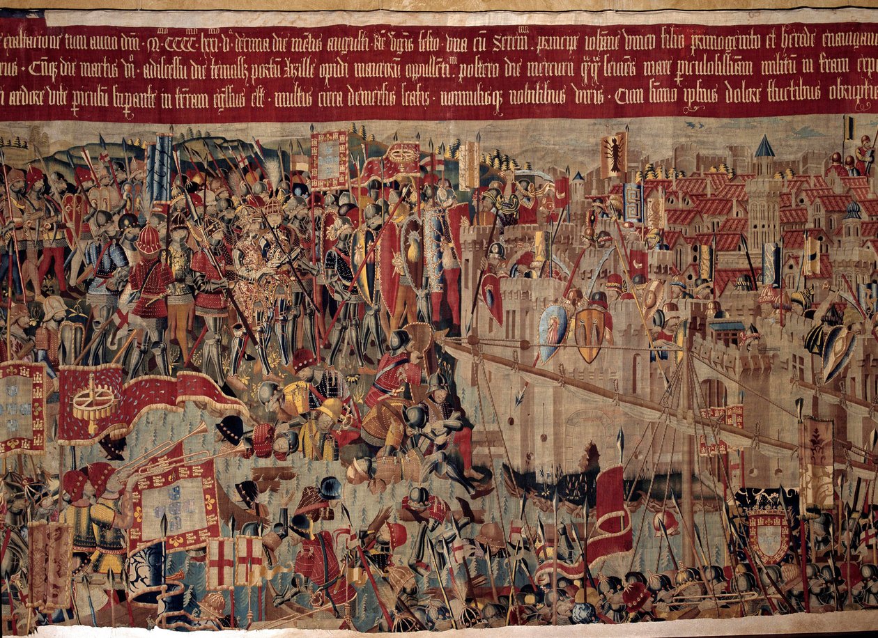 Verovering van Afrika: De inname van Asilah (Arzila) in Marokko in 1471 door de Portugese vloot door Portuguese School