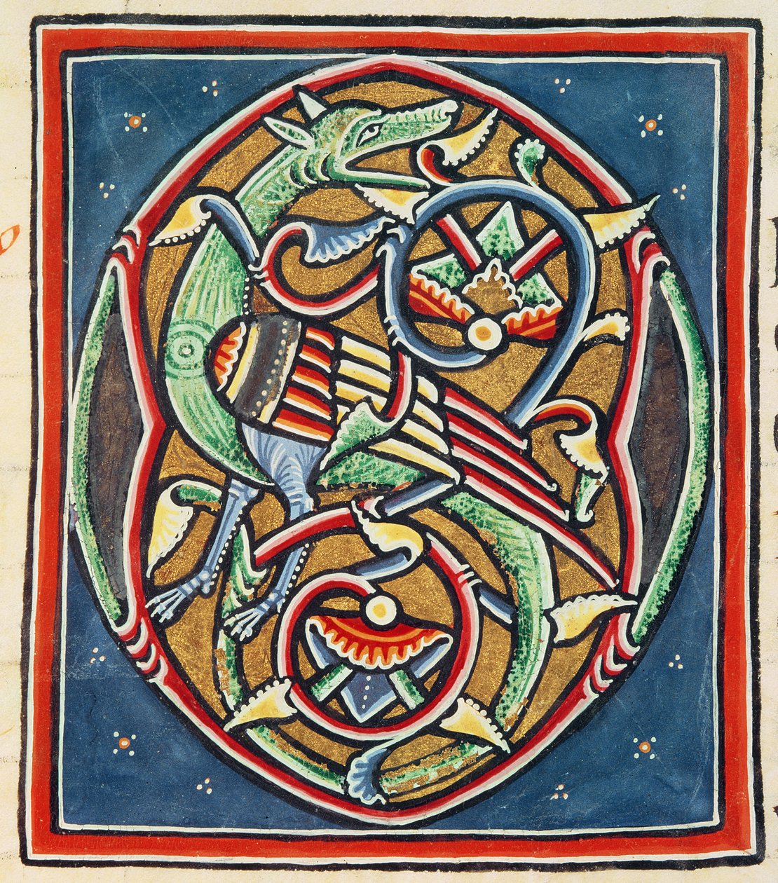 Ms 3089 fol.35r Bewoonde Initiaal O, twaalfde of dertiende eeuw door Portuguese School