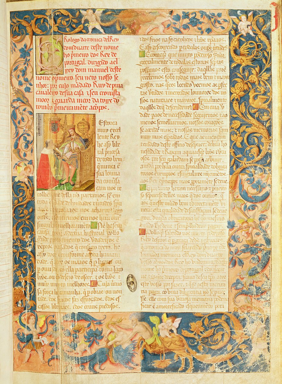 Pagina uit de Kroniek van koning Duarte I (1391-1438) door Portuguese School