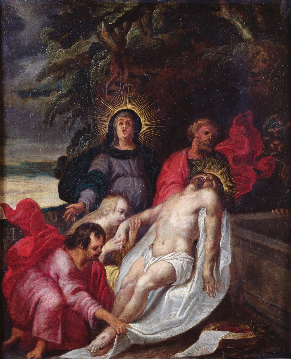 De graflegging van Christus, 1699 door Portuguese School