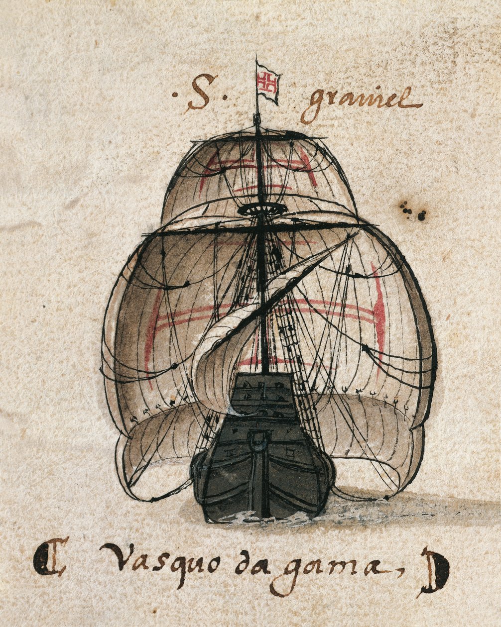 Karveel van Vasco da Gama, illustratie uit 
