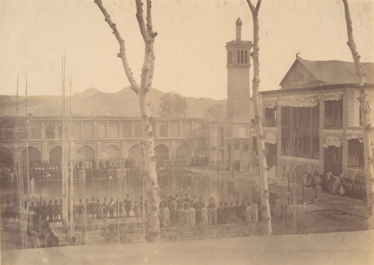 Paleis van de Shah, Eerbetoon aan de Shah, Fete de Salam, Teheran, Iran, 1840s-60s door Possibly by Luigi Pesce.