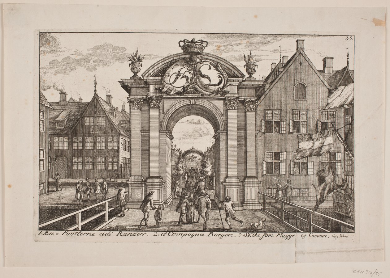 Erepoort van Frederik V in Randers door Poul Isac Grønvold