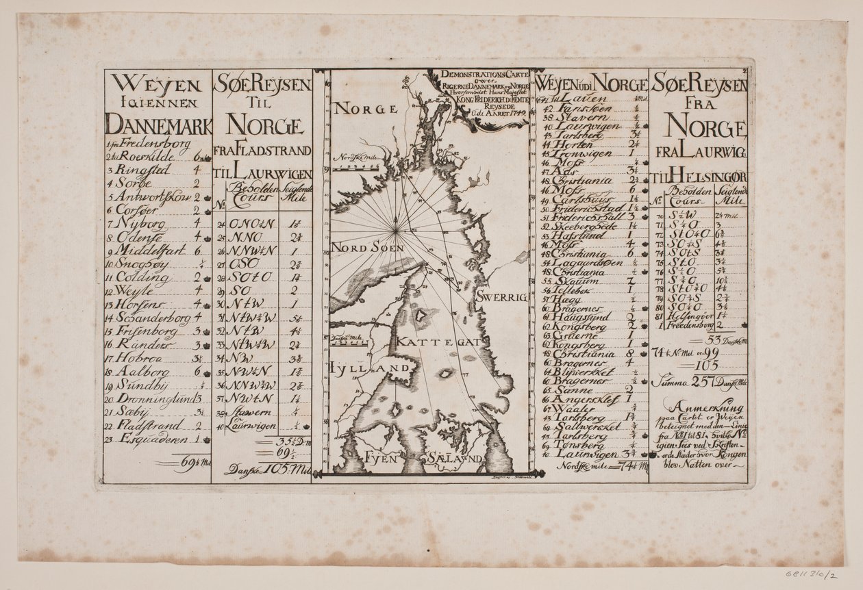 Kaart van Skagerak en Kattegat met omliggende gebieden door Poul Isac Grønvold