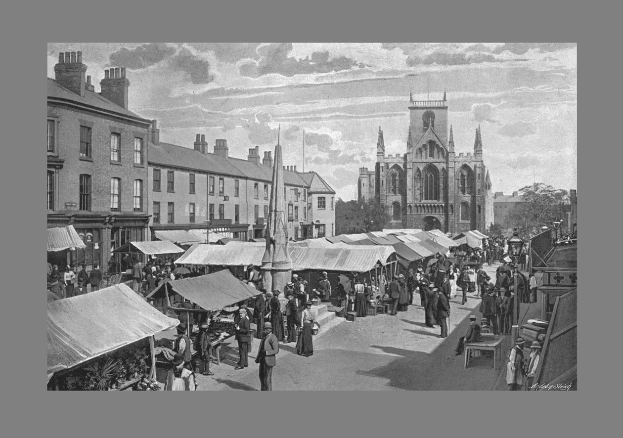 Marktplaats, Selby, ca. 1900 door Poulton and Co