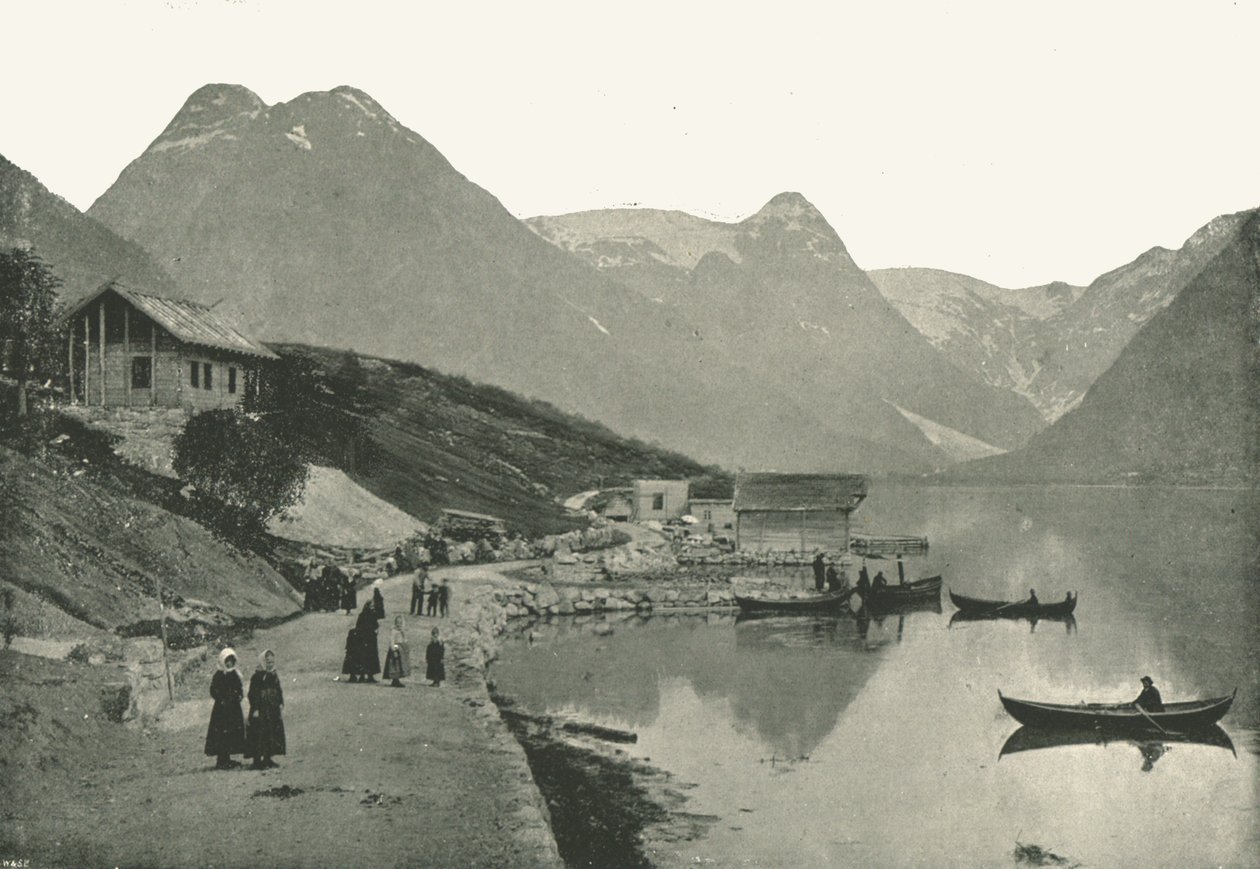 Mundal, aan de Fjaerlandsfjorden, Sogn, Noorwegen, 1895 door Poulton and Co