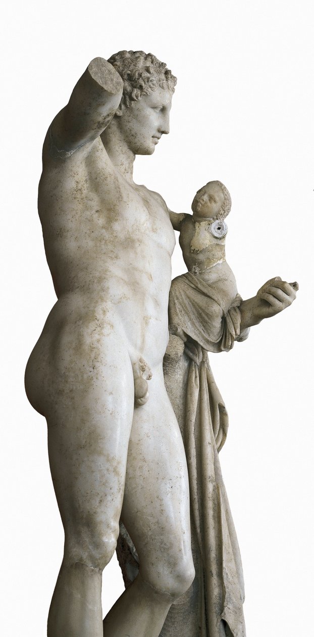Hermes draagt het kind Dionysus, ca. 330 v.Chr. door Praxiteles