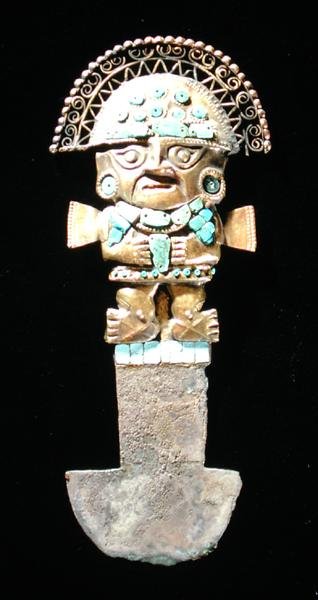Tumi of ceremonieel mes in de vorm van Naylamp, Chimu door Pre Columbian Pre Columbian