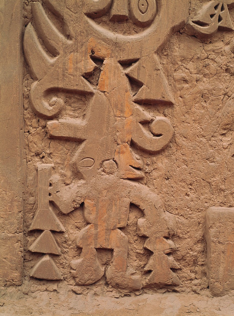 Detail van de reliëfs op de Tempel Huaca el Dragon (steen) door Pre Columbian Pre Columbian