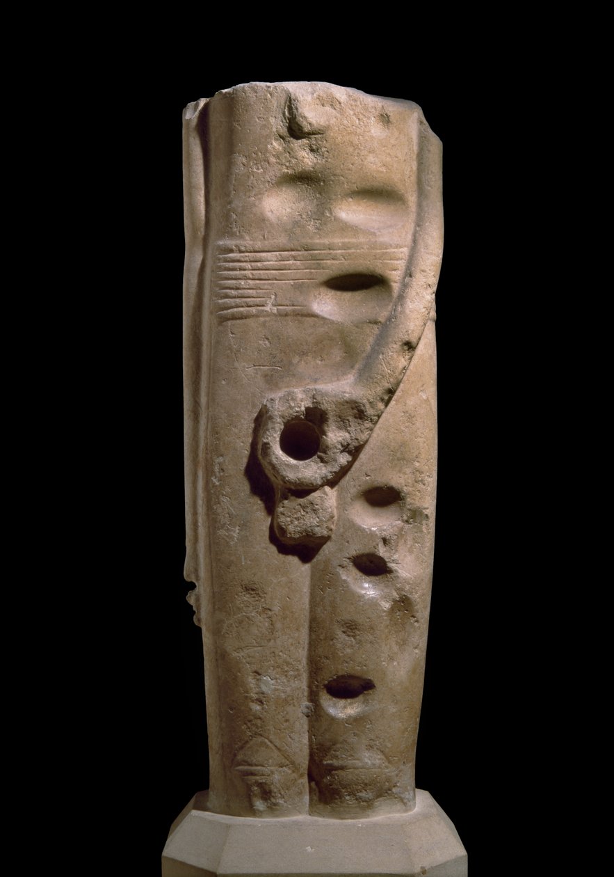 Beeld van de god Min, Hierakonpolis, mogelijk c.4000 v.Chr. (zandsteen) door Predynastic Period Egyptian